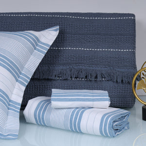 Navy and white striped bedsheet set